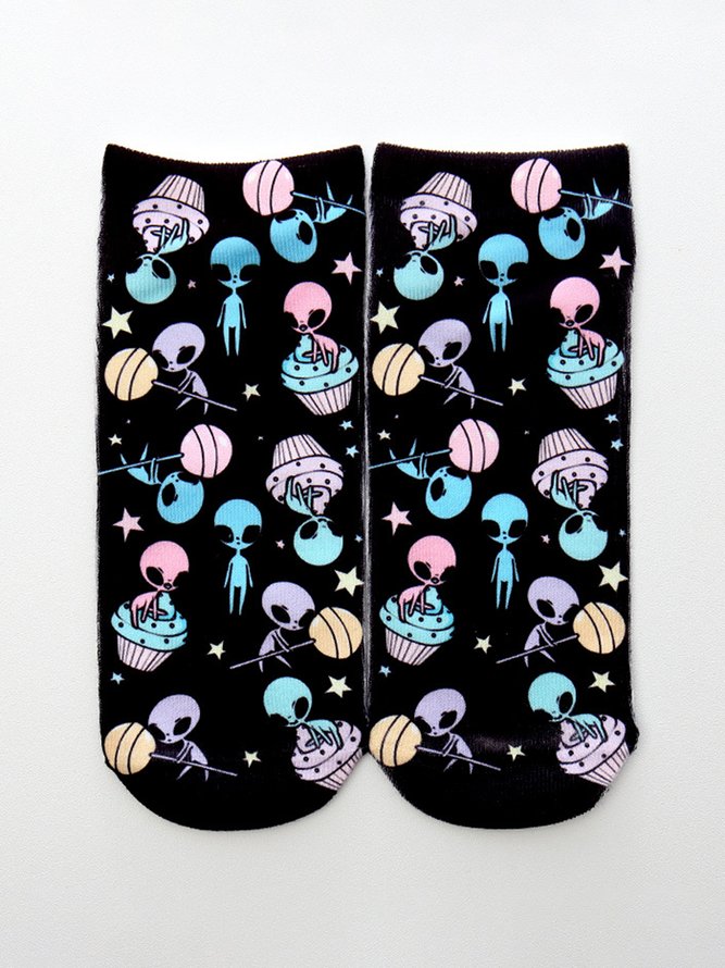 Casual Pet Print Cat Knit Socks