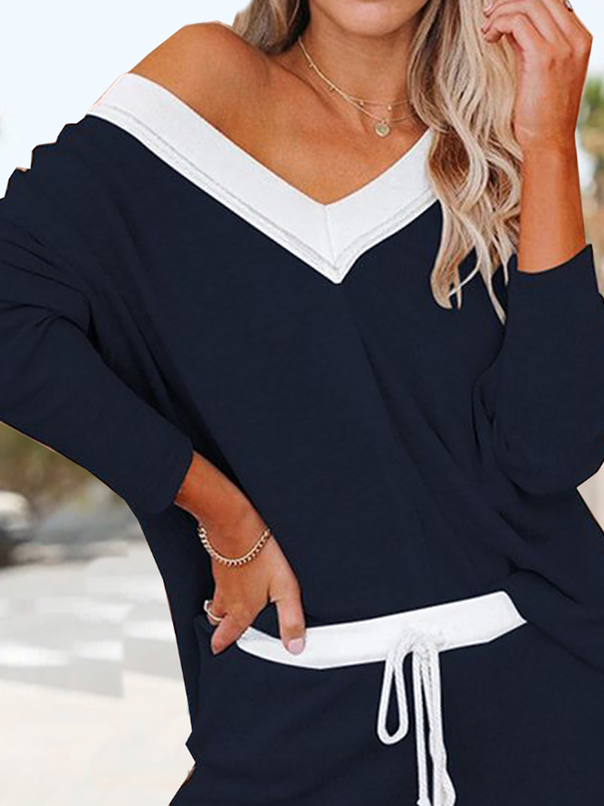 V Neck Casual Two Piece Sets