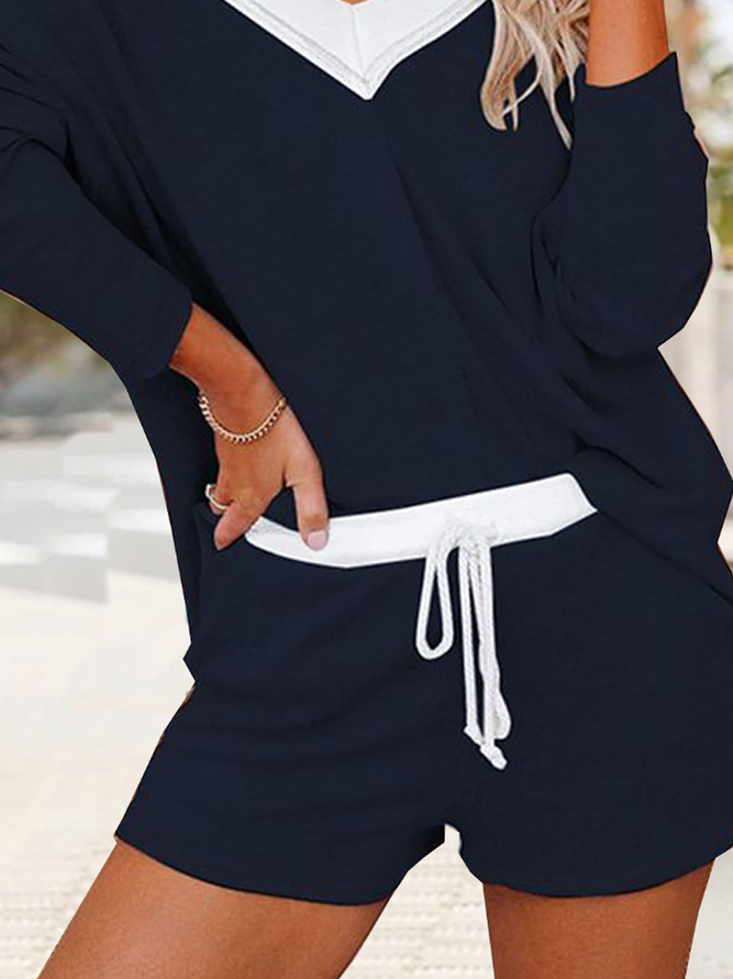 V Neck Casual Two Piece Sets