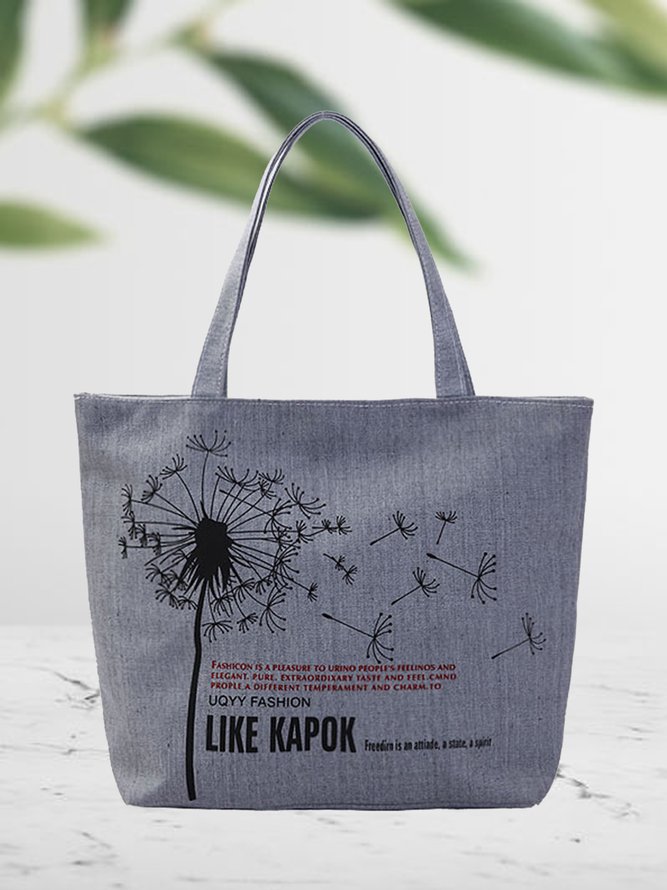 Dandelion Large Capacity Canvas Shopper Tote Bag