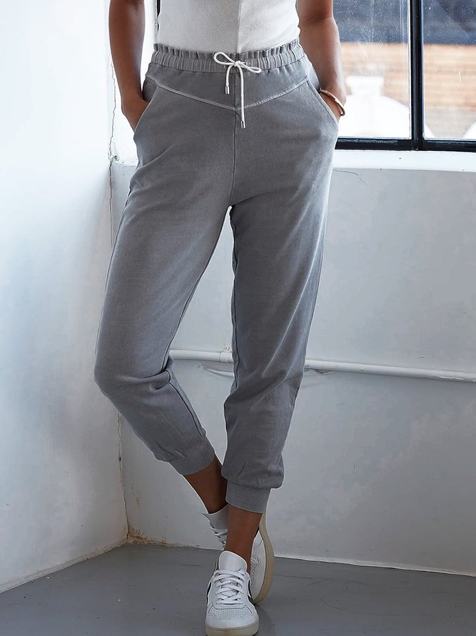 Women Casual Plain Autumn Polyester Sports & Indoor Loose T-Line Regular Medium Elasticity Sweatpants