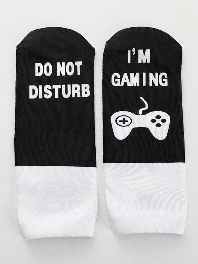 DO NOT DISTURB I'M GAMING Letters 3D Print Cotton Knit Socks