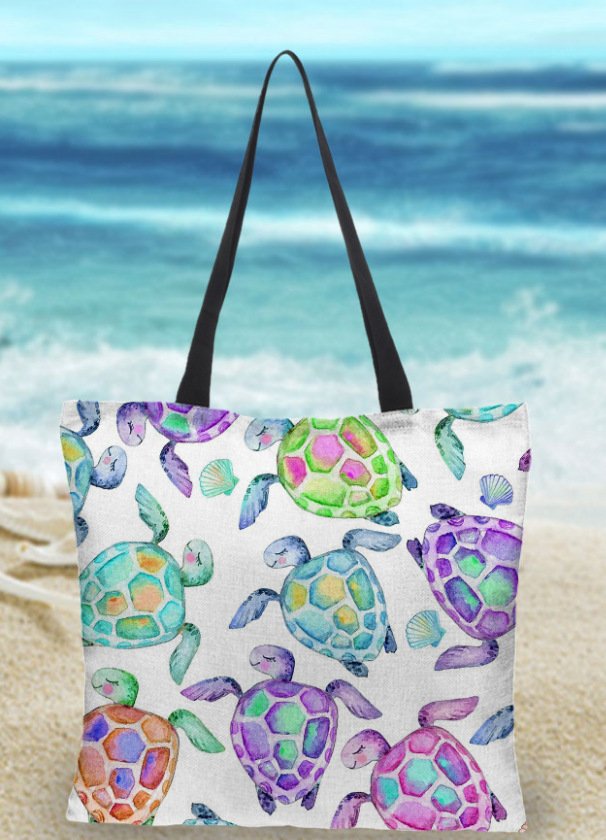 Ocean Turtle Pattern Shopping Bag Large Capacity Canvas Tote Bag