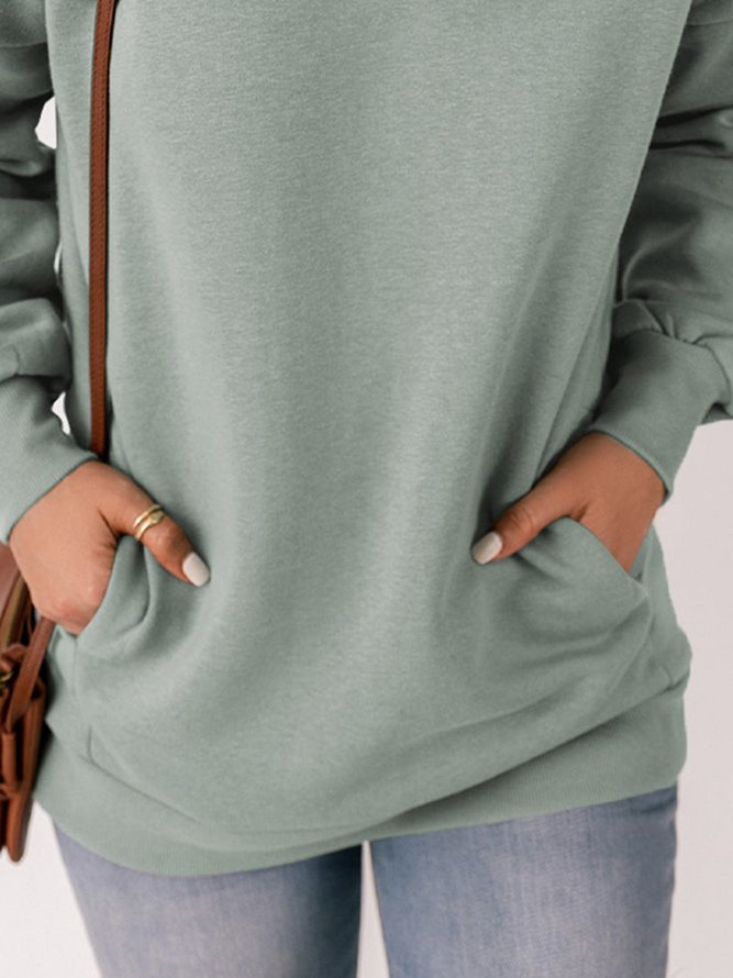 Plain Long Sleeve Casual Sweatshirts