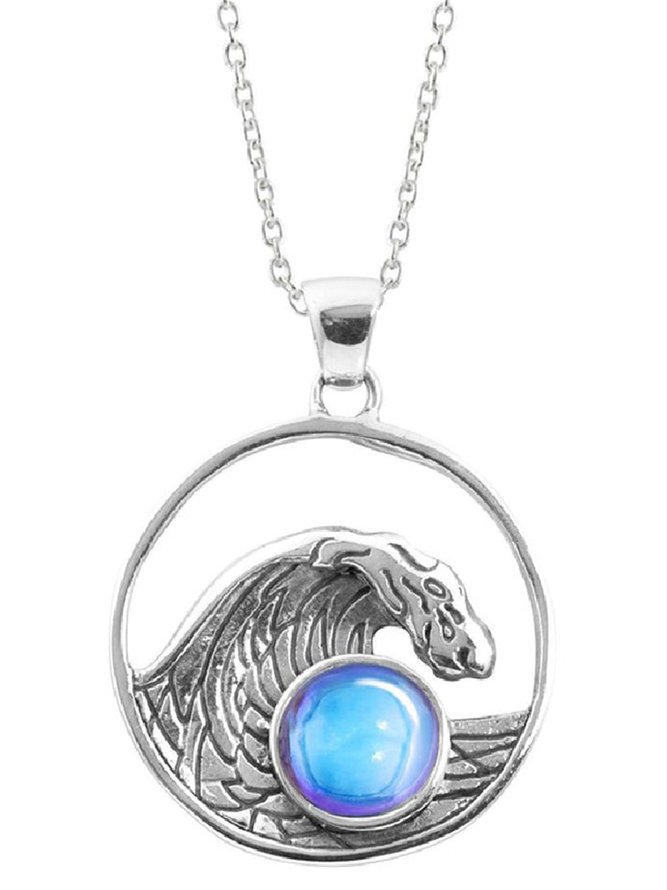 Ocean Wave Round Blue Gemstone Necklace