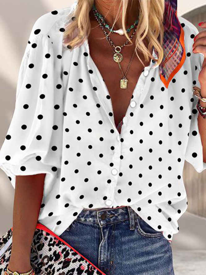 Crew Neck Loose Casual Blouse
