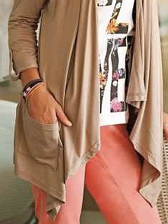 Women Casual Plain Autumn Natural Lightweight Micro-Elasticity Loose Mid-long H-Line Other Coat