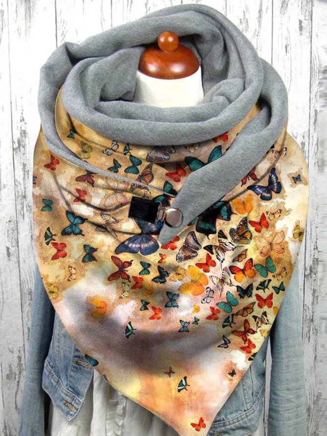 Casual Colorful Heart Pattern Triangle Scarf Windproof/Warm