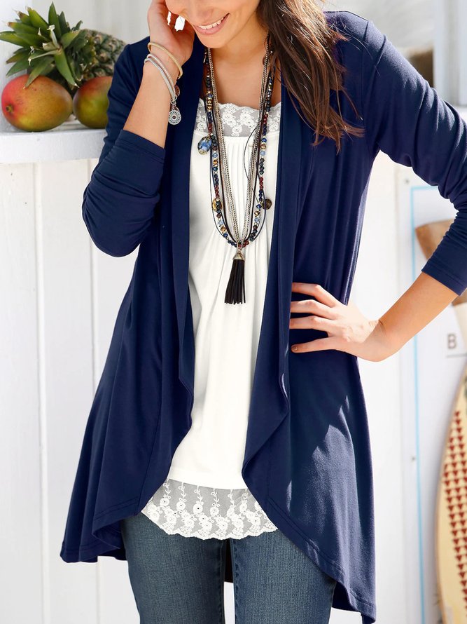 Plain Shawl Collar Casual Other Coat