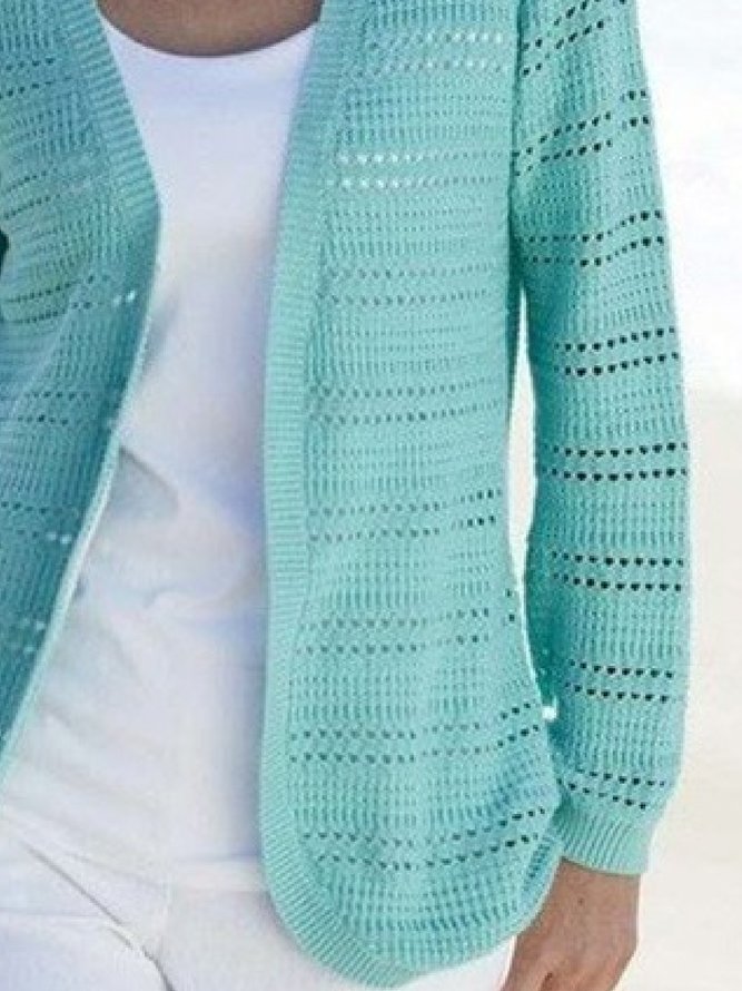 Casual Loose Plain Wool/Knitting Sweater Long Sleeve Coat