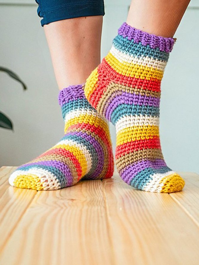 Women Casual Ombre Spring Warmth Daily Thanksgiving Day Yarn/Wool yarn Floor Socks Regular Socks