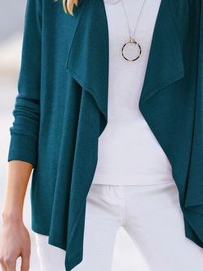 Plain Casual Long Sleeve Cardigan Coat