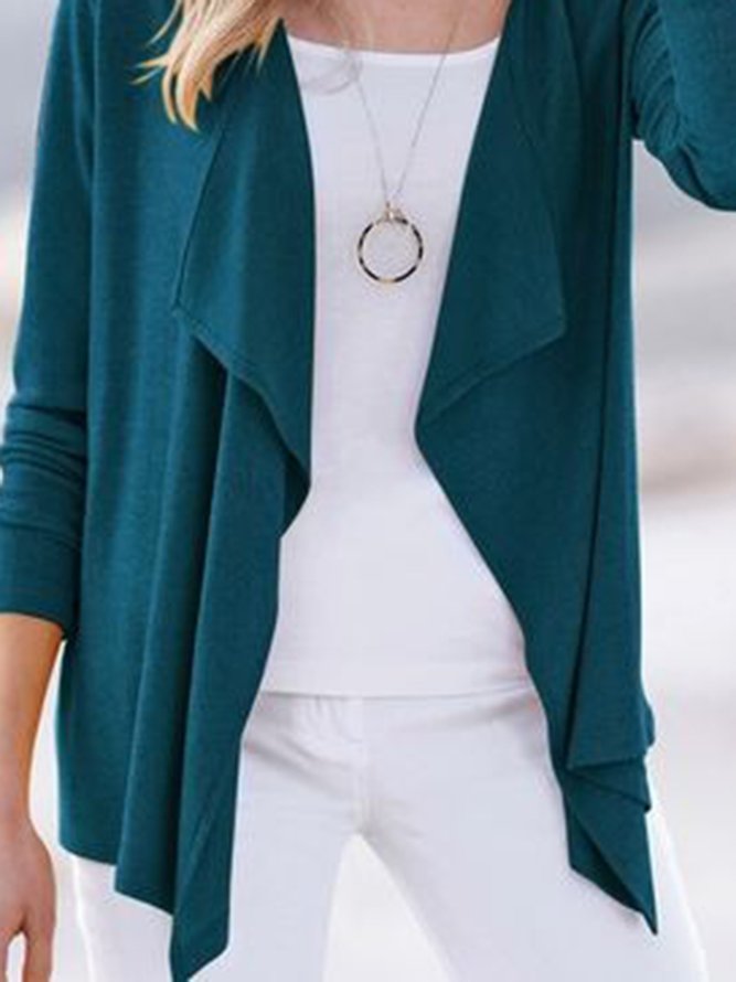 Plain Casual Long Sleeve Cardigan Coat