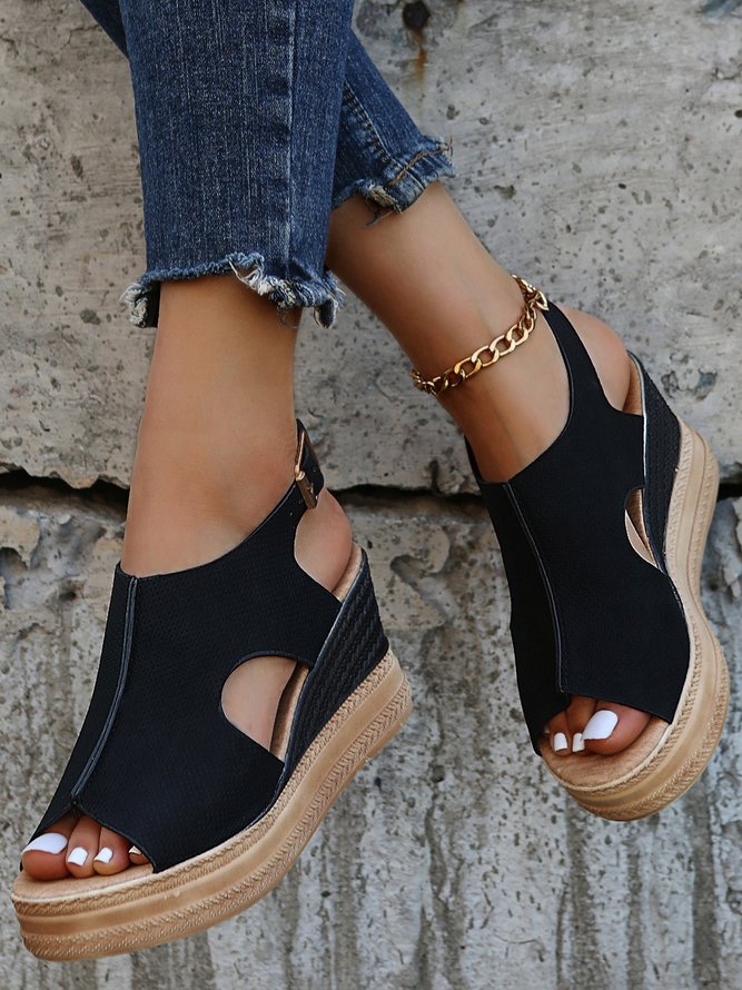 Vintage Wedge Platform Fish Mouth Sandals