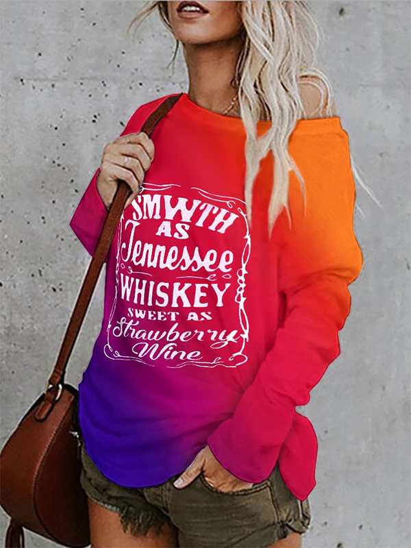 Long sleeve Casual Text Letters T-Shirt