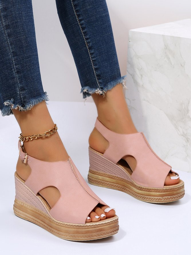 Vintage Wedge Platform Fish Mouth Sandals