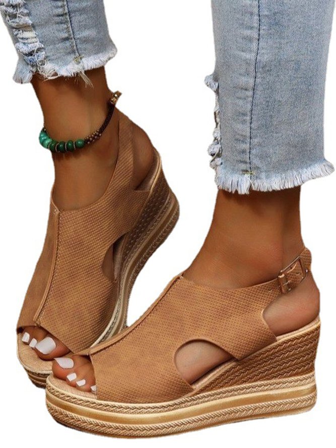 Vintage Wedge Platform Fish Mouth Sandals