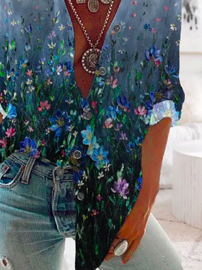 Loose Casual Floral Blouse