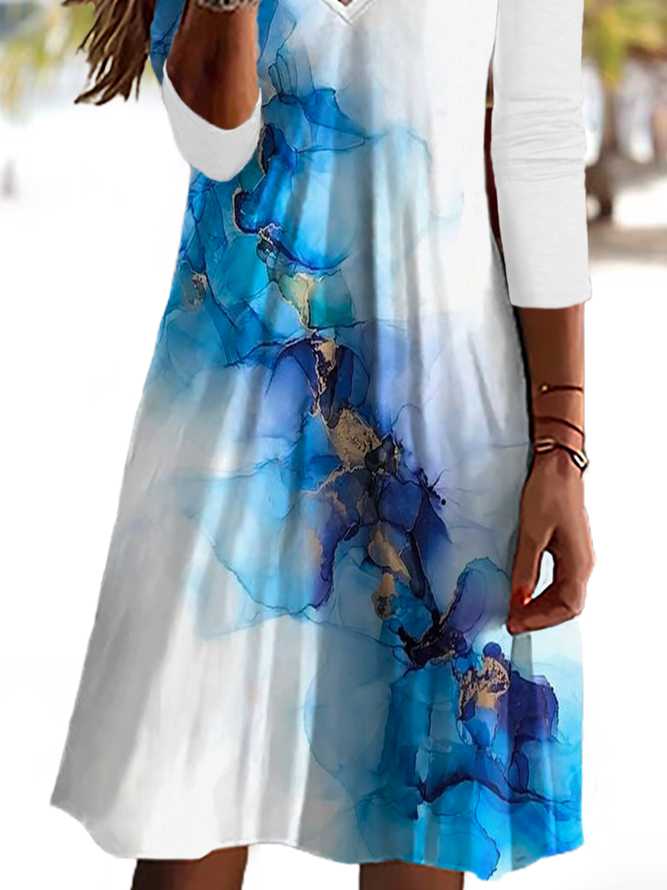 Plus size Casual Printed Long Sleeve Dresses