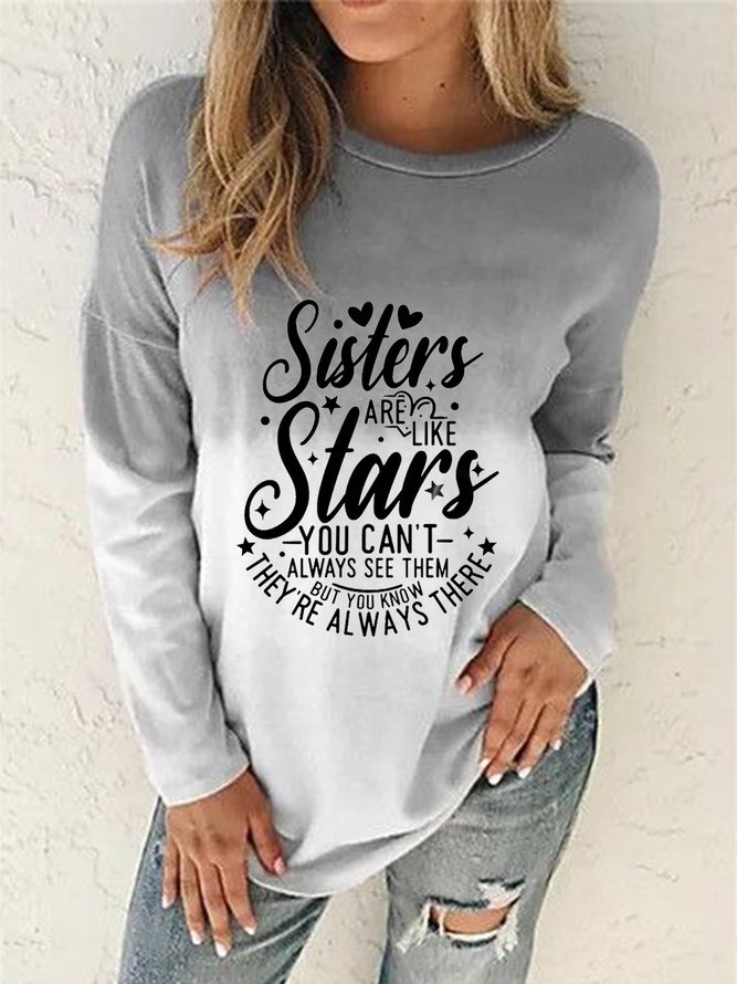 Casual Text Letters Crew Neck Long Sleeve Loose Sweatshirt