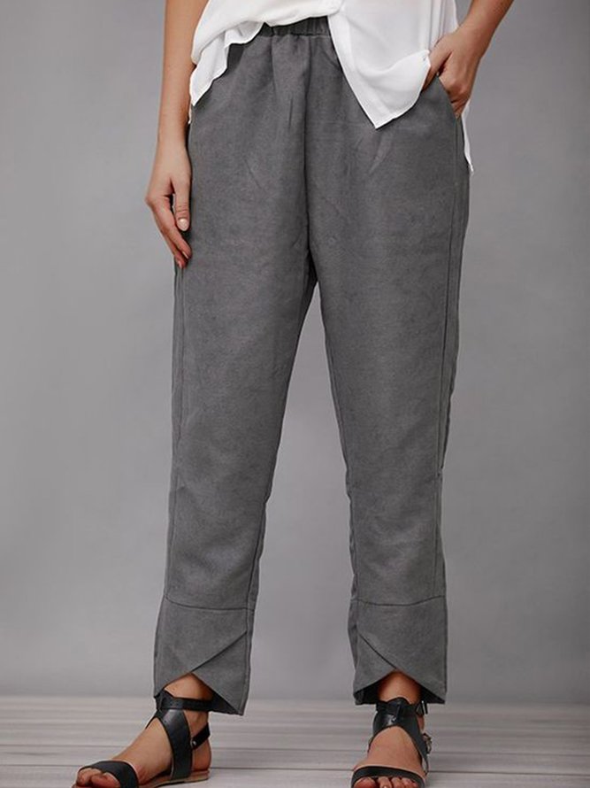 Women Casual Plain Autumn Natural Lightweight Standard Straight pants Long H-Line Casual Pants