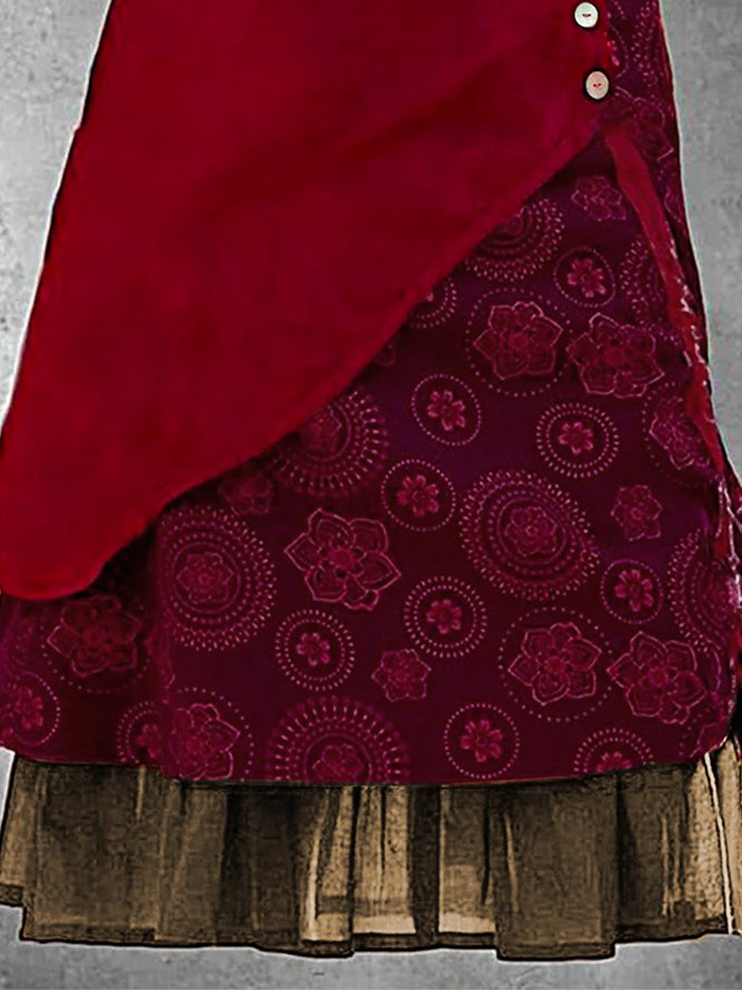 Floral Vintage Boho Cotton-Blend Skirt
