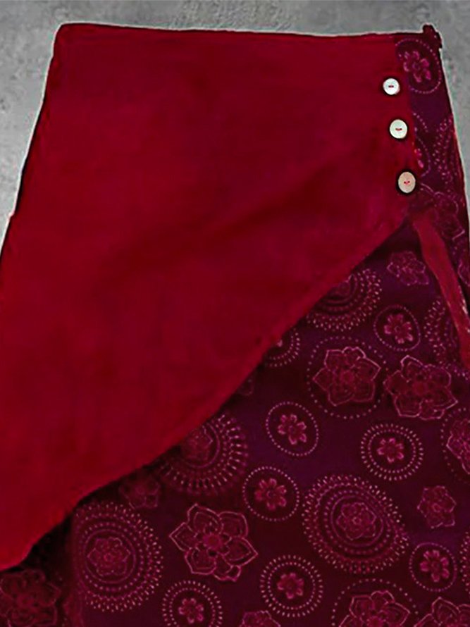 Floral Vintage Boho Cotton-Blend Skirt