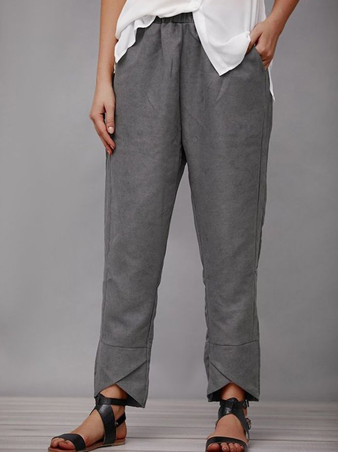 Women Casual Plain Autumn Natural Lightweight Standard Straight pants Long H-Line Casual Pants