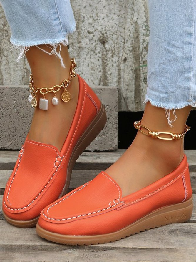 Plain Color Casual Loafers Flats