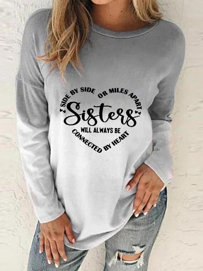 Women Casual Text Letters Autumn Micro-Elasticity Daily Loose Standard Long sleeve Regular Sweatshirt