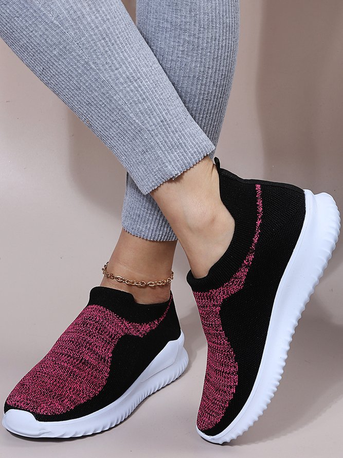 Color Block Sports All Season Daily Mother's Day Slip On Non-Slip Fly Woven Shoes EVA Sneakers for Women