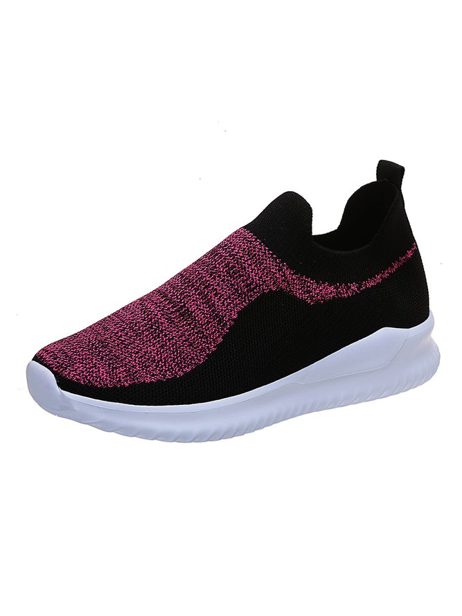 Color Block Sports All Season Daily Mother's Day Slip On Non-Slip Fly Woven Shoes EVA Sneakers for Women