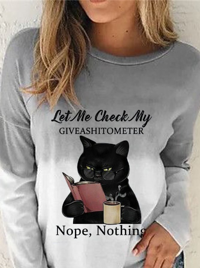 Women Casual Text Letters Autumn Micro-Elasticity Daily Standard Long sleeve Crew Neck Regular Sweatshirt