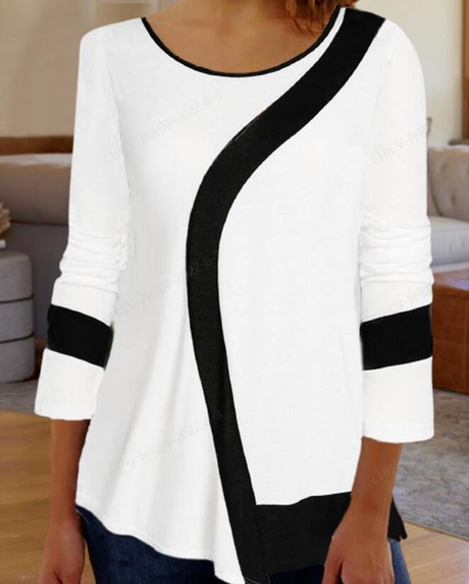 Striped Casual Autumn Lightweight Loose Long sleeve Regular H-Line Regular Size Tops for Women