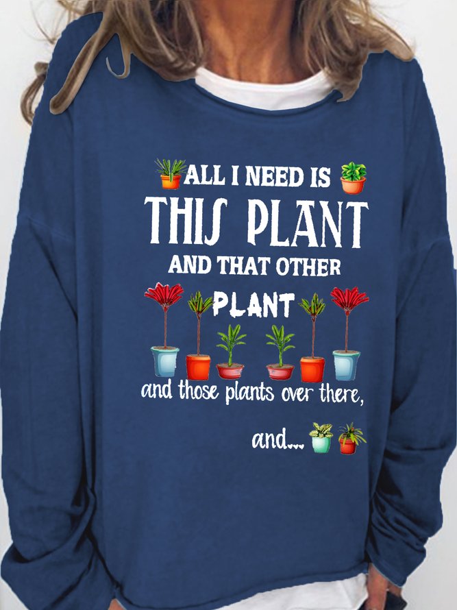 Womens Funny Plant Lover Letter Casual Sweatshirt