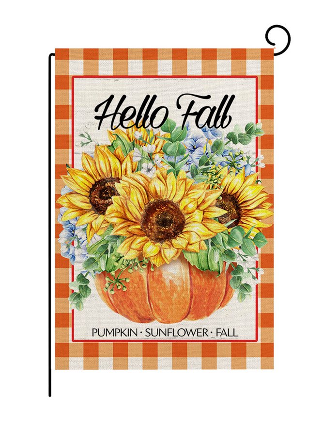 Autumn Harvest Pumpkin Sunflower Cat Scarecrow Flax Garden Flag