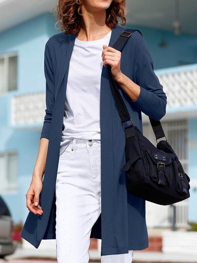 Women Casual Plain Autumn Polyester Natural Loose Long sleeve Regular Regular Size Other Coat
