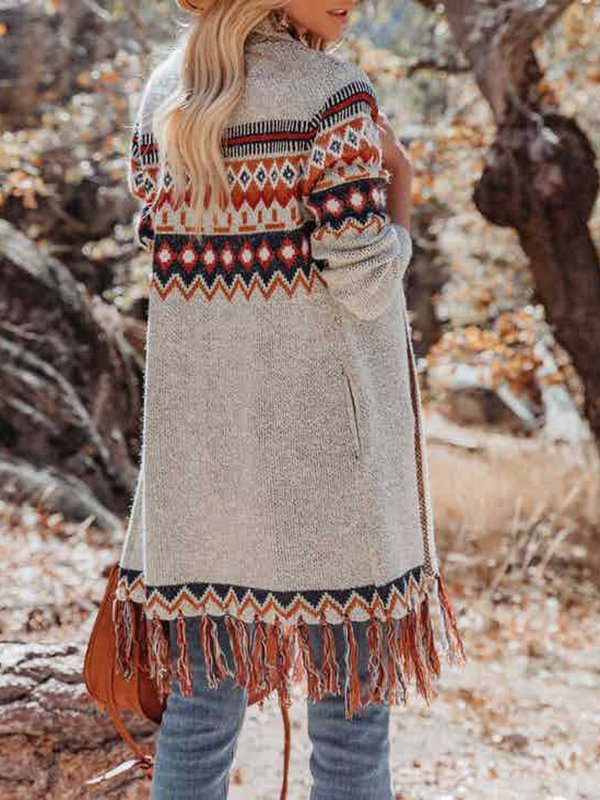Women Casual Ethnic Autumn Natural Micro-Elasticity Long sleeve Yarn/Wool yarn Regular Regular Sweater coat