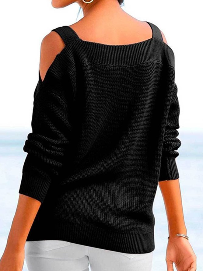 Casual Plain Autumn Spaghetti Micro-Elasticity Loose Long sleeve H-Line Regular Size Sweater for Women