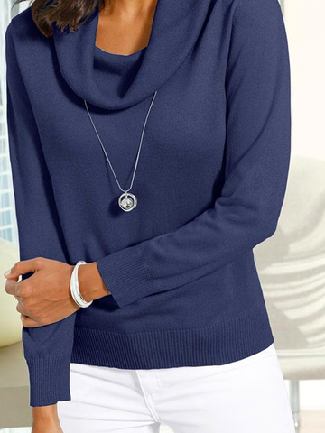Women Casual Plain Autumn Heavyweight Long sleeve Yarn/Wool yarn Regular H-Line Regular Size Sweater