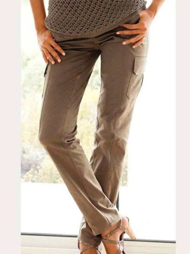 Plain Pockets Casual Pants