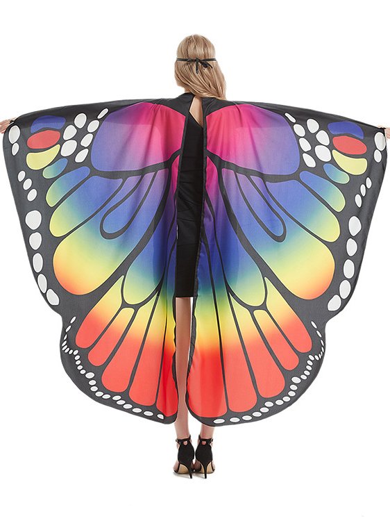 Casual All Season Butterfly Polyester Breathable Party Vintage Style Wrap Regular Scarf for Women
