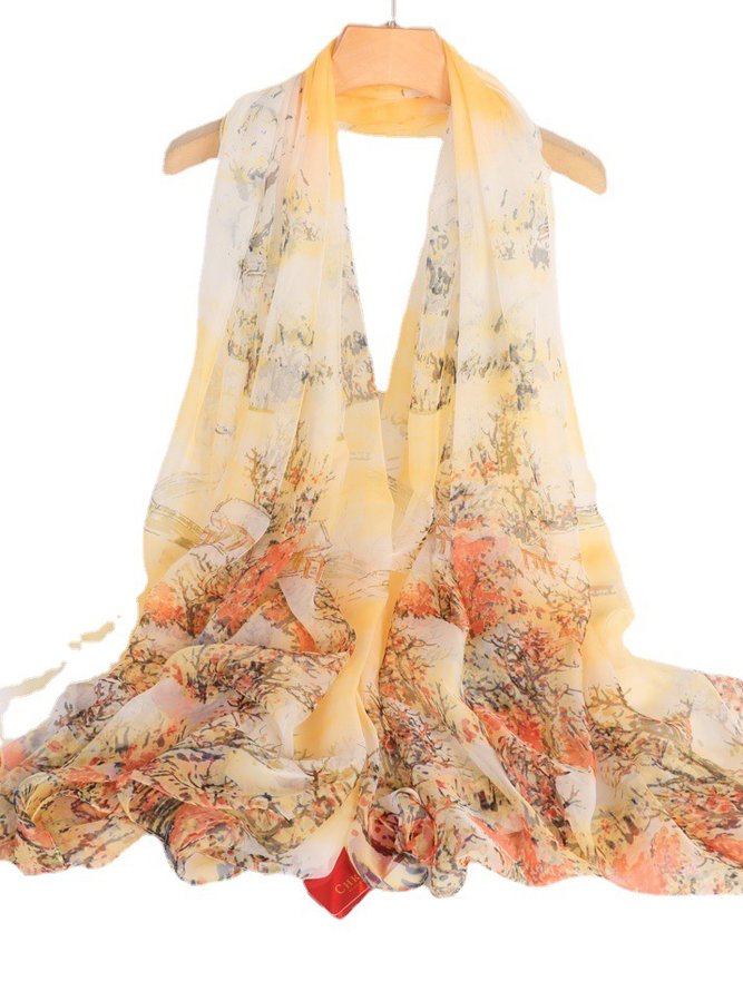 Boho Floral Ombre Long Scarf Shawl