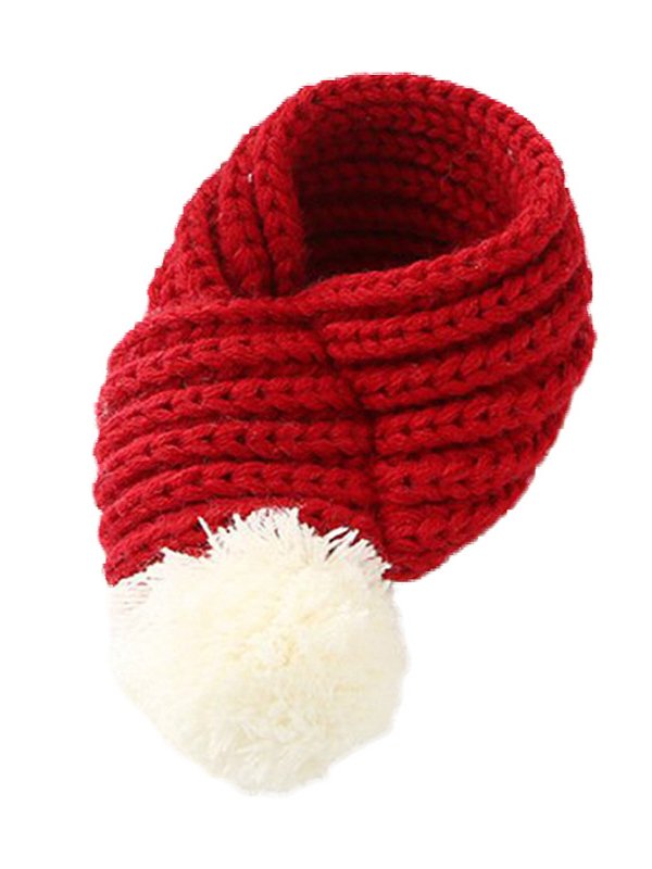 Christmas Pet Dogs Cats Handmade Crochet Pom Poms Red Scarf Holiday Party Pet Decorations Xmas Decoration