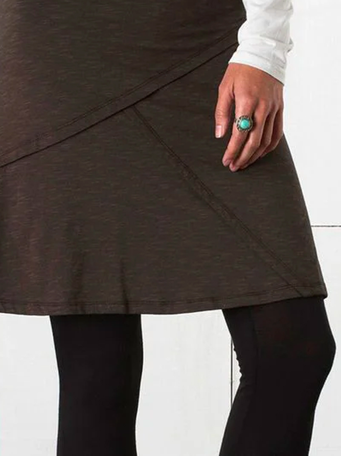 Women Casual Plain Autumn Natural Daily Loose Elastic Band Skirt Regular Skirt