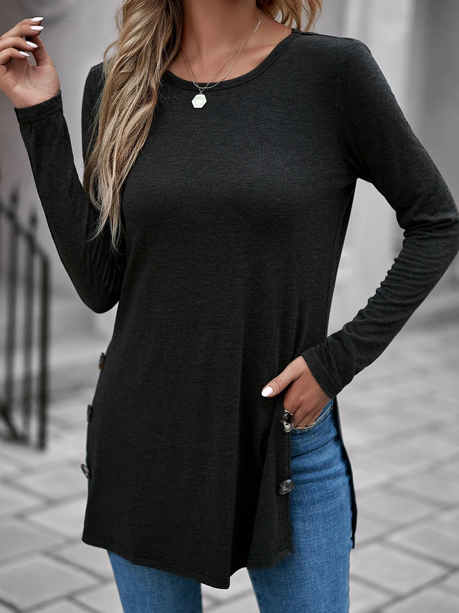 Crew Neck Loose Plain T-Shirt