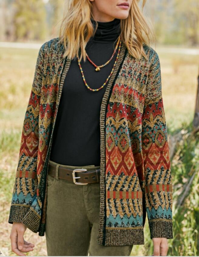 Vintage Ethnic Autumn Knitted Natural Daily Loose Best Sell Long sleeve ...