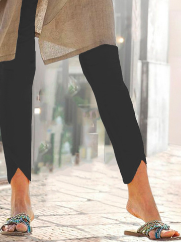 Women Plain Sports Autumn Polyester Natural Tight Long H-Line Regular Leggings
