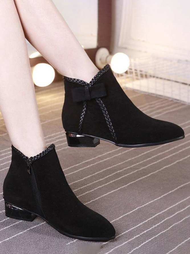 Pointed Toe Side Zip Block Heel Martin Boots Ankle Boots