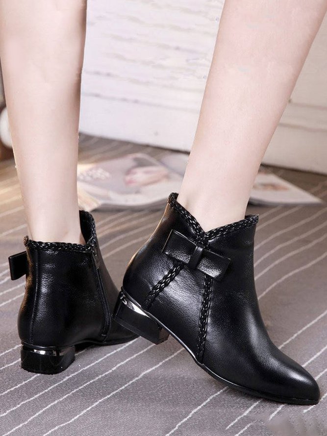Pointed Toe Side Zip Block Heel Martin Boots Ankle Boots